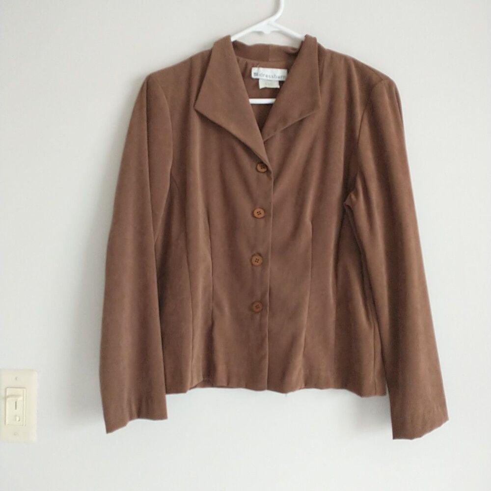 Vtg DressBarn Blazer Shirt Shacket Womens 6 Brown Collared Buttons